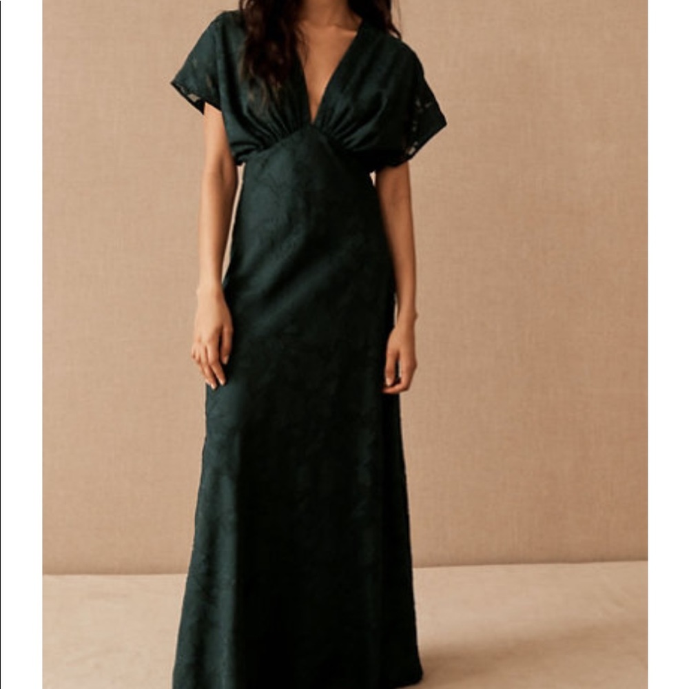Hutch X BHLDN Lindy Deep Forest Green Maxi Dress size 14